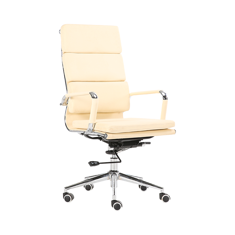 Y-5729D-H Sedia da ufficio con schienale e pannello imbottito con cuciture orizzontali beige chiaro, bellezza e comfort al massimo