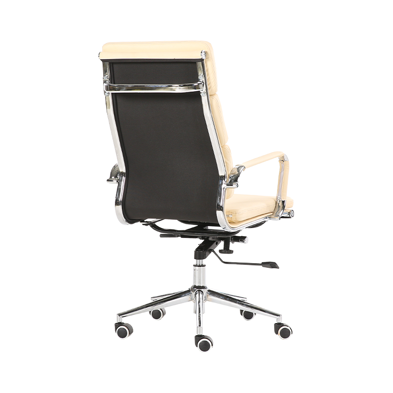 Y-5729D-H Sedia da ufficio con schienale e pannello imbottito con cuciture orizzontali beige chiaro, bellezza e comfort al massimo